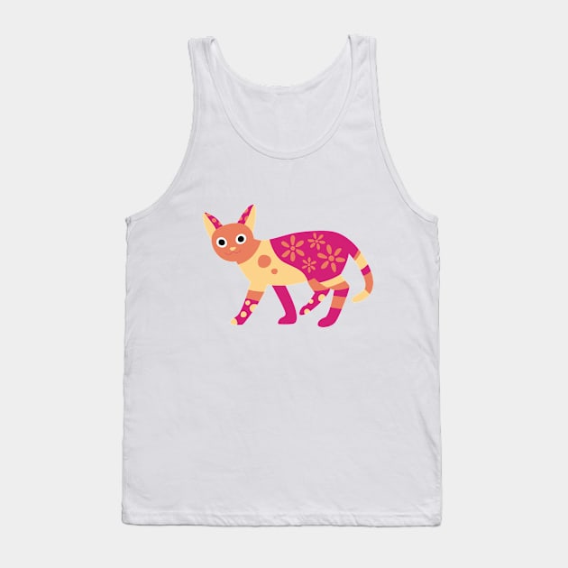 Cute Cat Multicolor Tank Top by FunnyMoonCosmic